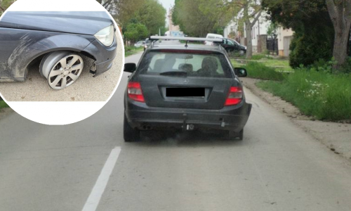 Policija nije mogla vjerovati svojim očima: Muškarac vozio automobil bez dvije gume. Prvo odveden na triježnjenje, a potom zaradio kaznu