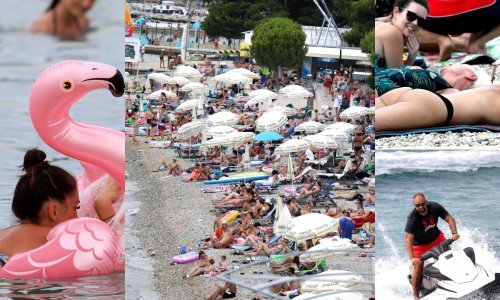 [FOTO/VIDEO] Čovjek na čovjeku, toplinskom valu i koroni unatoč: Ovako danas izgleda plaža u Vodicama
