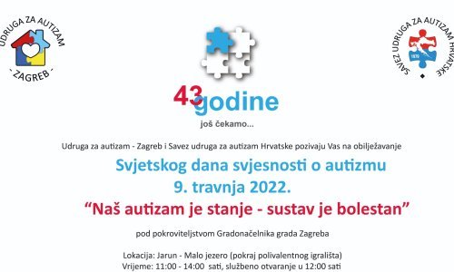 Na zagrebačkom Jarunu uz edukativne i zabavne aktivnosti obilježit će se Svjetski dan svjesnosti o autizmu