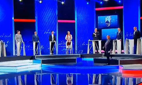[VIDEO] Slovenska oporba napustila debatu na javnoj TV, a Zmago Jelinčić je baš žurio pa je pao: Pogledajte nezgodu