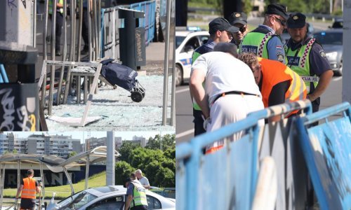 [FOTO/VIDEO] U naletu automobila na tramvajsku stanicu ozlijeđeno troje djece i mladi muškarac. Vozač priveden