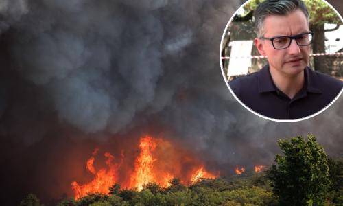 [FOTO] Vatrenu stihiju u Sloveniji gasi čak 14 helikoptera i zrakoplova te hrvatski kanader, ministar obrane pojasnio zašto vatrogasci ne ulaze u šumu