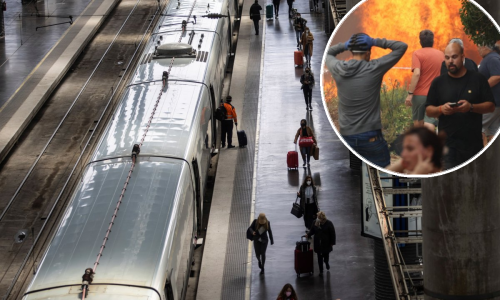 [FOTO/VIDEO] Buktinja u Španjolskoj: Požar okružio vlak, putnici u panici bježali