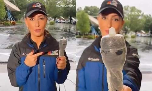 [VIDEO] Sigurno izvještavanje: Novinarka u prijenosu uživo na mikrofon navukla kondom