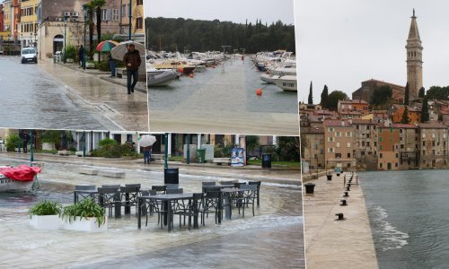 [FOTO/VIDEO] Zbog velike kiše i plime problemi diljem Jadrana: More se izlilo na rive od Rovinja pa sve do Šibenika, olujno jugo udara po Splitu i Dubrovniku