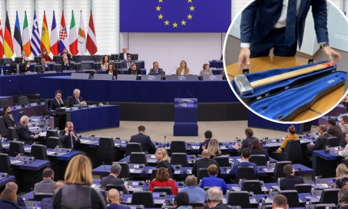 [FOTO/VIDEO] Šef ruske paravojske Wagner u Europski parlament poslao krvavi malj, zapakirao ga je u kutiju za violinu