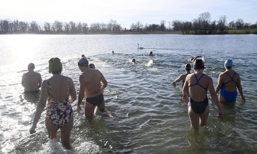 Nema zime: Ovako hrabri kupači na Jarunu ispraćaju staru godinu
