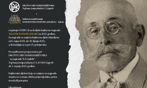 Objavljen natječaj za dodjelu književne nagrade 'Ksaver Šandor Gjalski'