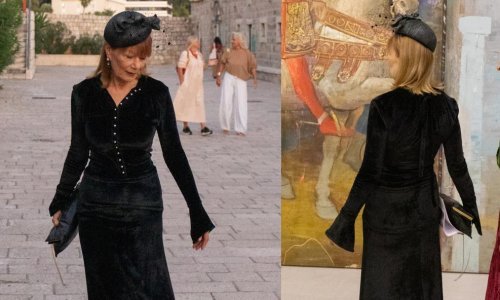 Đurđa Tedeschi u haljini od crnog baršuna na otvorenju izložbe Mersada Berbera