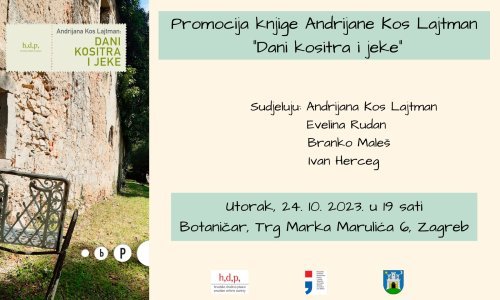 Najavljena promocija knjige 'Dani kositra i jeke' Andrijane Kos Lajtman