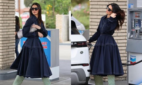 Benzinska postaja kao modna pista: Slavna brineta izazvala senzaciju u tako dobrom izdanju