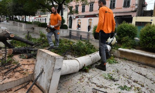 Jugo oborilo stablo, a ono srušilo betonski stup u centru Šibenika