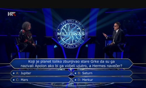 Miroslavu je presudilo pitanje o planetu koji je zbunjivao stare Grke. Biste li vi znali odgovor?