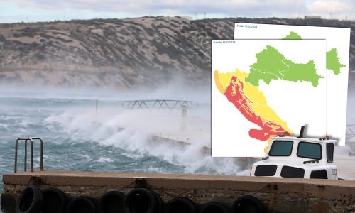 Veliki dio Hrvatske i sutra pod meteoalarmom, večeras se zatvara cesta kod Splita