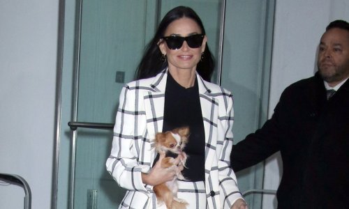 Demi Moore ukrala pozornost chic kompletom, ali i preslatkom pratnjom