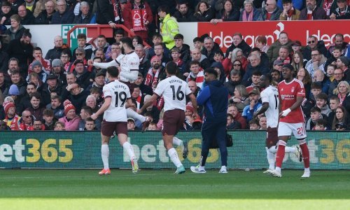 Joško Gvardiol (Manchester Citty) slavi gol na utakmici Nottingham Forest  - Manchester City 0:2, 28.4.2024.