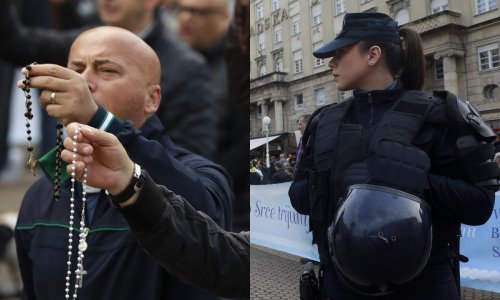 Molitelji na trgovima: Sve puno interventne policije, protuprosvjednici vježbaju jogu