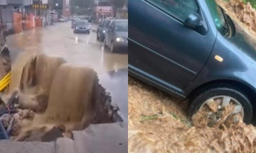 Apokaliptični prizori u Srbiji: Auti zarobljeni u vodi, urušila se cesta, izlila se kanalizacija...