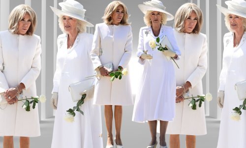 U bijelom od glave do pete: Kraljica Camilla i Brigitte Macron uskladile stajlinge