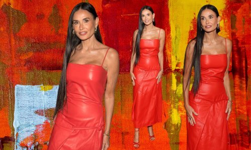 Crvena joj sjajno pristaje: Demi Moore ima jednu od boljih kožnih haljina