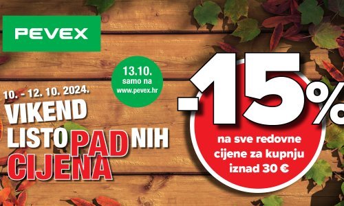 Vikend listopadnih cijena u PEVEX-u, 15% na sve