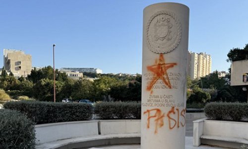 U Splitu osvanula petokraka na spomeniku HOS-u, išaran i mural irskom dragovoljcu