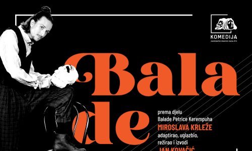 Premijera glazbeno poetske predstave Balade, u izvedbi Jana Kovačića u Klubu Kazališta Komedija