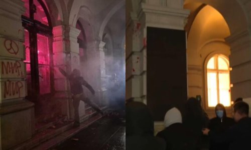 Kaos u Novom Sadu: Kamenjem, fekalijama i urinom po Gradskoj kući, policija uzvratila suzavcima