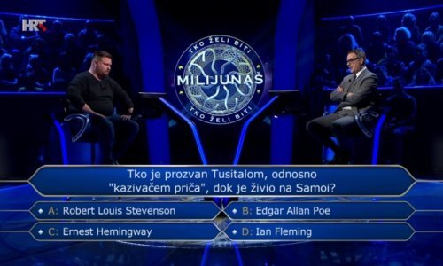 Znate li tko je prozvan Tusitalom? Natjecatelj 'Milijunaša' otvorio 13. pitanje i odustao