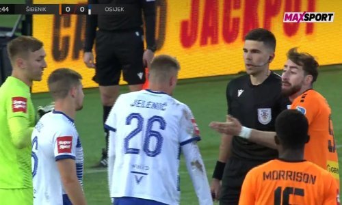 Sudac je dosudio penal za Šibenik, a igrači Osijeka su ga okružili; pogledajte što se dogodilo
