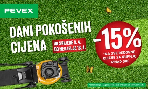 15% popusta na sve redovne cijene u PEVEX-u