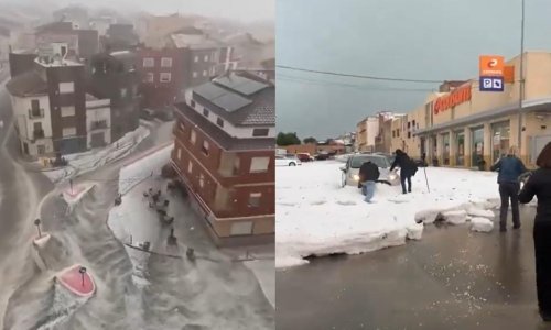 Superćelijska oluja pogodila Španjolsku: Tuča zatrpala aute