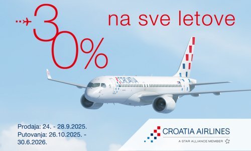Uhvatite 30 % popusta na sve letove Croatia Airlinesa!