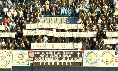 Ultrasi posvetili tranparent Jeanu-Michelu Nicolieru i vukovarskim herojima