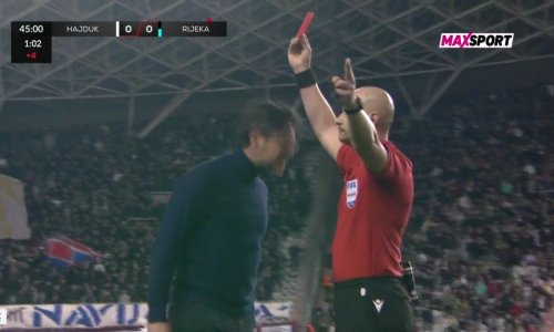 Trener Rijeke poludio kao nikad ranije: Pogledajte reakciju na crveni karton na Poljudu