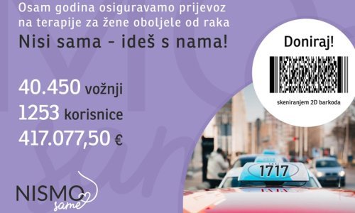 Udruga Nismo same punih osam godina ženama oboljelima od raka osigurava besplatan taksi prijevoz na terapije