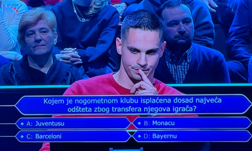 Znate li odgovor na nogometno pitanje iz Milijunaša?