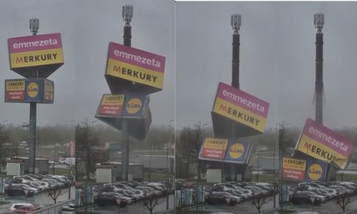 Vjetar u Zagrebu srušio i veliku reklamu trgovačkog centra