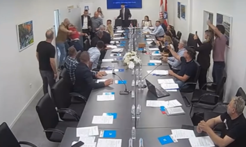 VIDEO Neviđene scene u BiH: Zastupnik se sukobio sa zaštitarima pa ostao bez majice