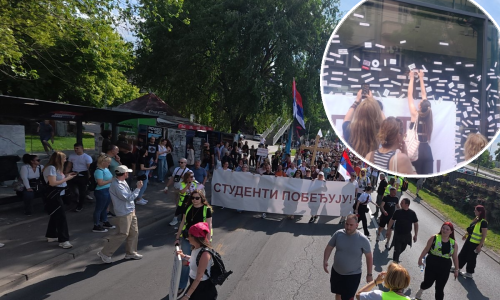 FOTO Rijeke ljudi slivaju se prema centru Beograda, studenti izlijepili sjedište Vučićevog megaprojekta