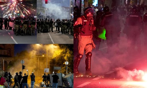 Pogledajte dramatične scene iz Beograda: Topovski udari, baklje i deseci uhićenih