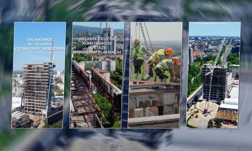 VIDEO Pogledajte kako iz zraka izgleda nestajanje Vjesnika: Radnici plamenom režu zadnje katove
