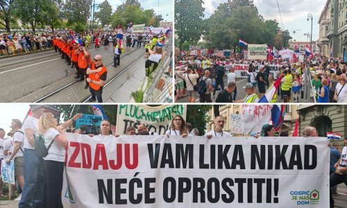 Prosvjedna kolona kreće prema Trgu, stigao i Hajdaš Dončić: 'Koji premijer - Vučić ili Plenković?'