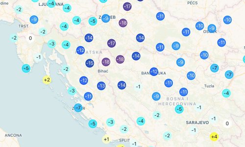 Ova karta najbolje pokazuje promjenu vremena u jednom danu: 'Jučer u isto vrijeme...'