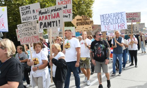 FOTO U Ludbregu građani prosvjedovali zbog megafarme pilića: 'U pitanju su ljudski životi'