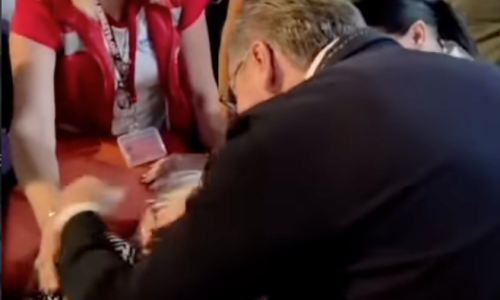 VIDEO Ženi pozlilo na skupu, Vučić je poljubio: Snimka pokrenula buru komentara