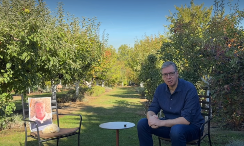 VIDEO Bizaran Vučićev potez: Na debatu donio praznu stolicu i kamen za kupus