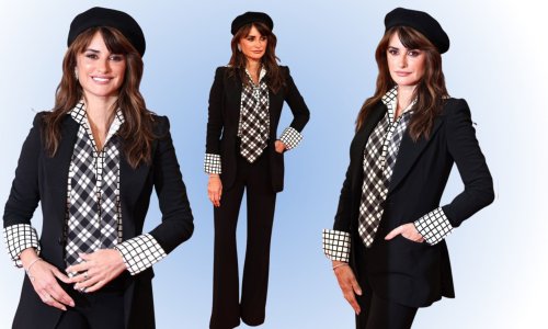 Karirana kravata i crna beretka: Penelope Cruz servirala savršen spoj pariške elegancije i androgine estetike