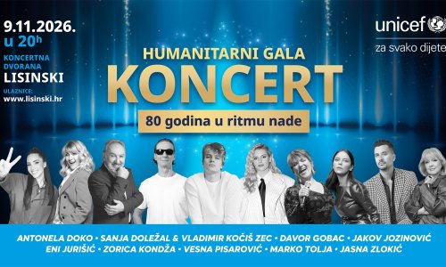 UNICEF-ov humanitarni gala koncert ‘80 godina u ritmu nade' gotovo rasprodan mjesec dana prije održavanja