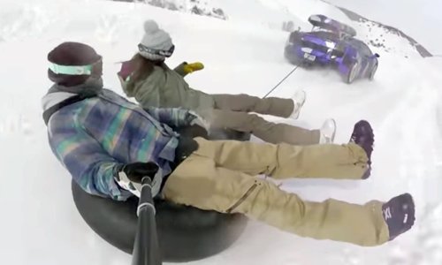 Skijanje je zabavnije kad vas vuče Lamborghini Gallardo